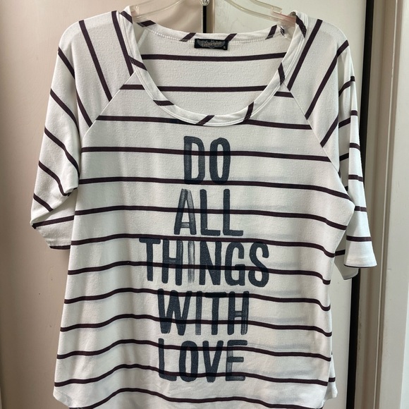 🚨 SOLD 🚨Vanilla Sugar stripe Tee Shirt Blue Black White size XL Do All Things - Picture 2 of 11